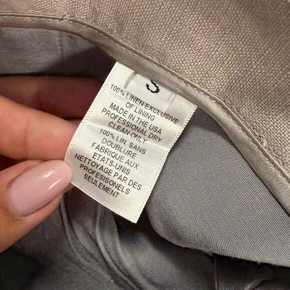 SABLYN Trousers Charlee Linen High Rise Pants Light Grey Slits Size Small S - Picture 6 of 9